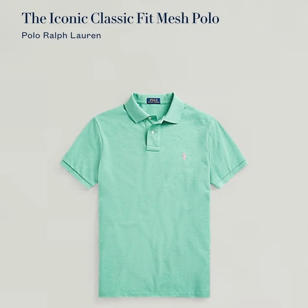 Polo Ralph Lauren Polo Shirt Mens XXL Green Classic Fit Iconic Mesh Pink Pony